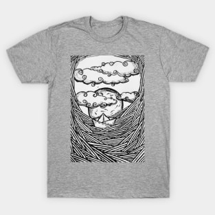 Aesthetic Lineart Seascape T-Shirt